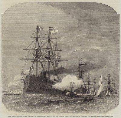 The International Naval Festival at Portsmouth, Arrival of the French Fleet, the Solferino Saluting the English Flag by Edwin Weedon